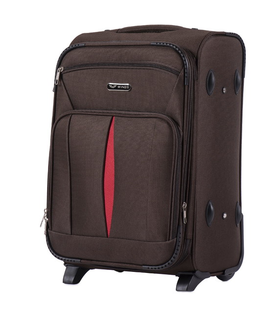 Чемодан Wings 1601 маленький S коричневый 2 колесный фото, картинка, изображение