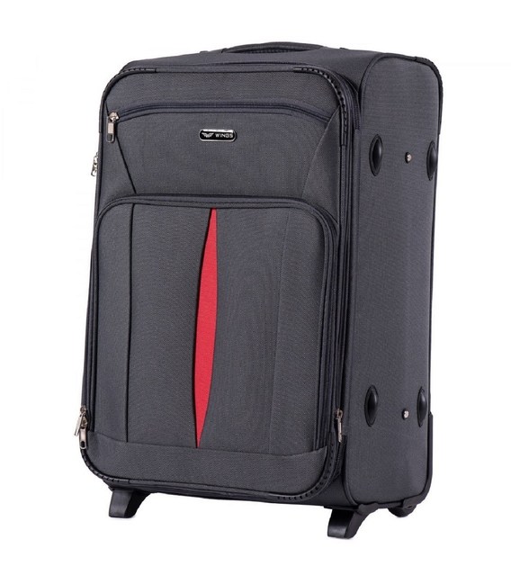 Чемодан Wings 1601 средний M серый 2 колесный фото, картинка, изображение