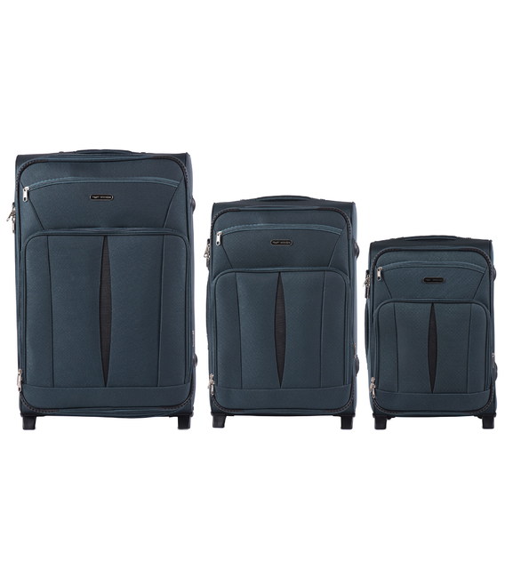 Набор Чемоданов Wings 1601 зеленый 2 колеса фото, картинка, изображение