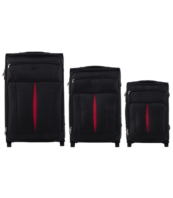 Набір Валіз Wings 1601 чорний 2 колеса картинка, зображення, фото