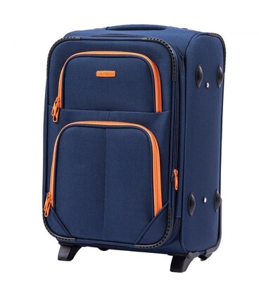 Чемодан Wings 214 маленький S синий 2 колесный фото, картинка, изображение