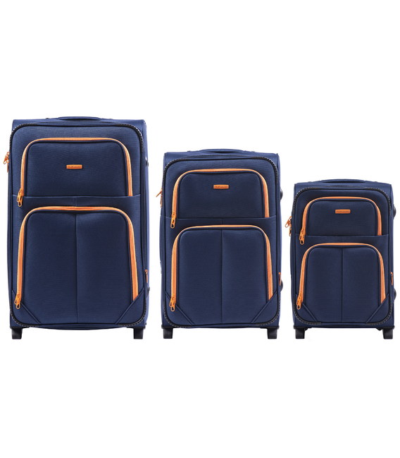 Набір валіз Wings 214 синій 2 колесний картинка, зображення, фото