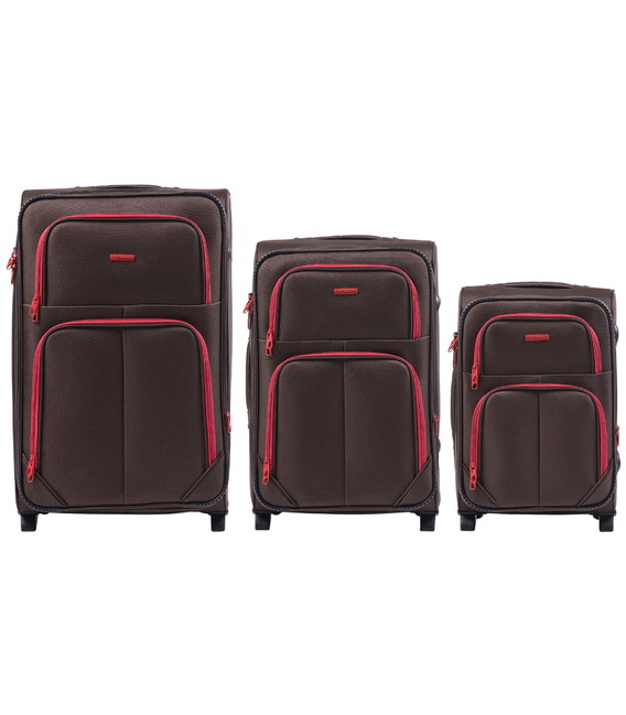 Набор чемоданов Wings 214 коричневый 2 колесный фото, картинка, изображение
