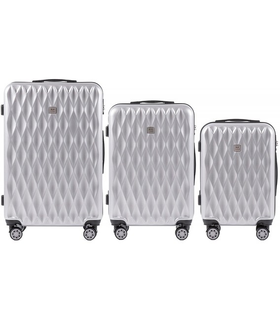 Набор чемоданов Wings PC190 серебристый фото, картинка, изображение