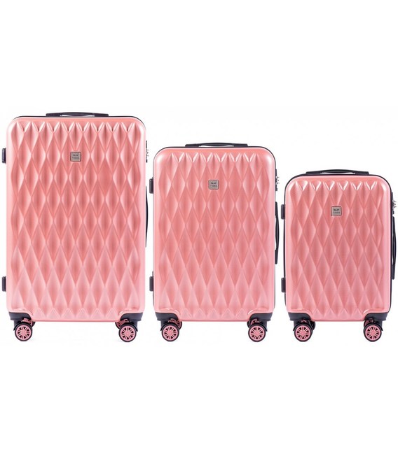 Набор чемоданов Wings PC190 розовый фото, картинка, изображение