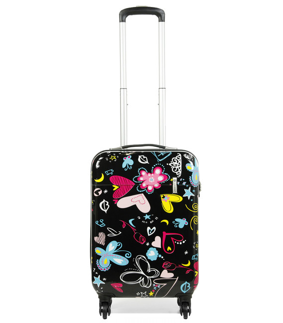 Чемодан Snowball 55203 маленький S бабочка черный фото, картинка, изображение