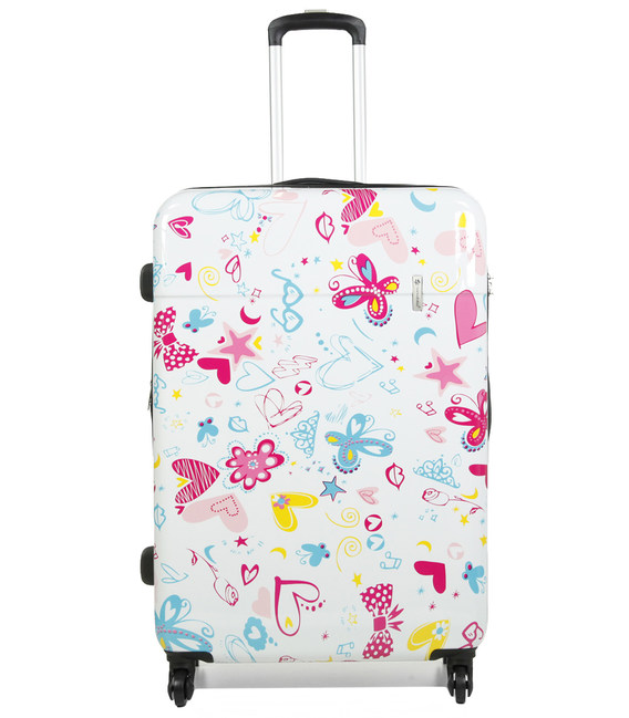 Чемодан Snowball 55203 средний M бабочка белый фото, картинка, изображение
