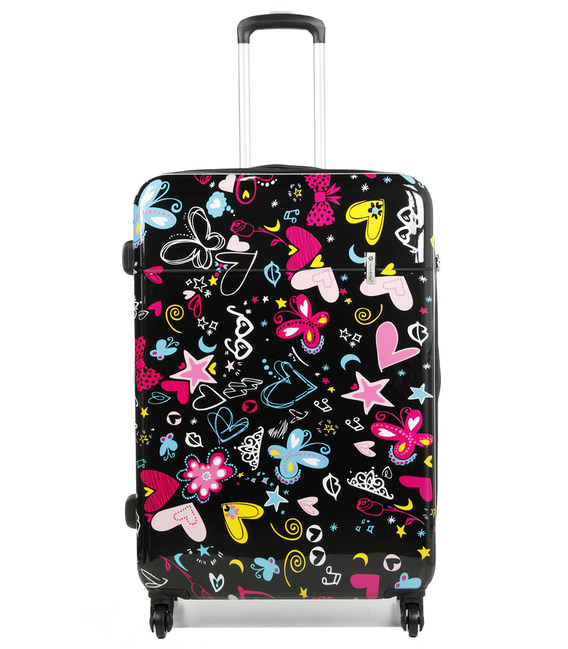 Чемодан Snowball 55203 средний M бабочка черный фото, картинка, изображение