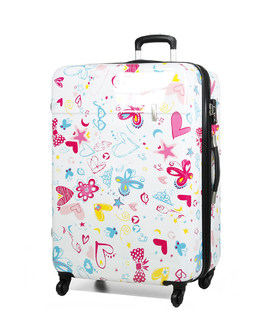 Чемодан Snowball 55203 большой L бабочка белый