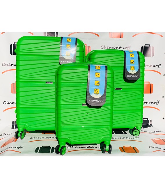 Набор чемоданов Carbon 2020 салатовый фото, картинка, изображение