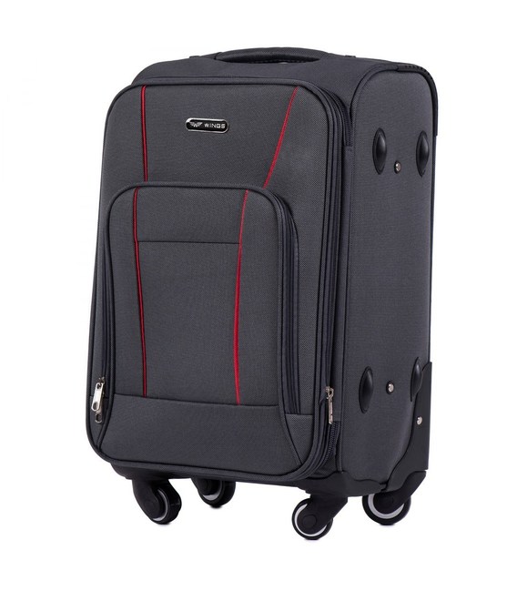 Чемодан Wings 1609 маленький S серый 4 колесный фото, картинка, изображение