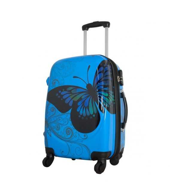 Чемодан Monopol Бабочка голубой большой L фото, картинка, изображение