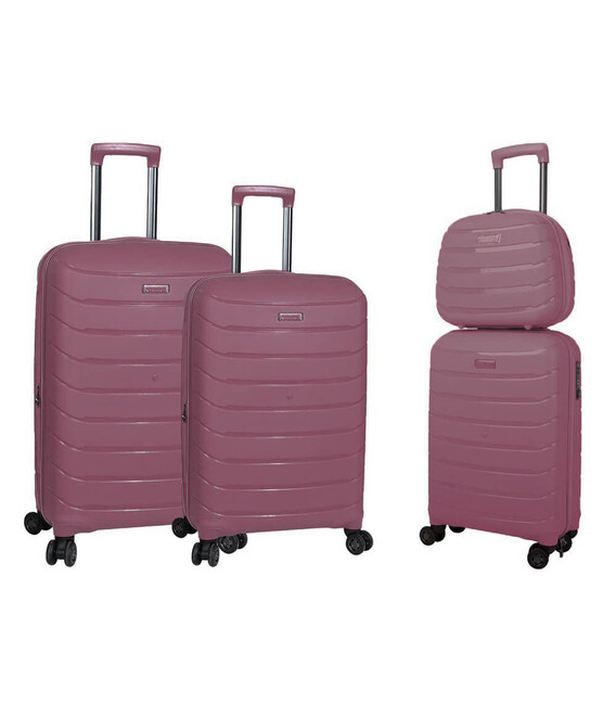 Набор Чемоданов Snowball 61303 3 в 1 + кейс розовое золото фото, картинка, изображение