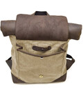 Ролл-ап рюкзак зі шкіри та пісочний канвас TARWA RSc-5191-3md картинка, изображение, фото
