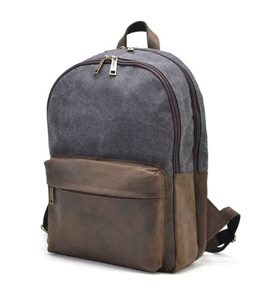 Чоловічий рюкзак шкіра і сірий канвас для ноутбука TARWA RGc-7273-3md картинка, изображение, фото
