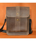 Шкіряна сумка планшет месенджер із клапаном Limary lim0123rc коричнева картинка, зображення, фото