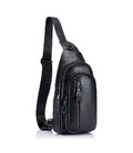 Шкіряна нагрудна сумка "слінг" на одне плече T1000 BULL чорна картинка, изображение, фото