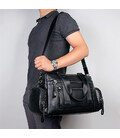 Шкіряна дорожня спортивна сумка через плече чорна John McDee 7420A картинка, зображення, фото