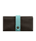 Шкіряне жіноче портмоне 3.0 темно-коричневе з бірюзовим картинка, зображення, фото