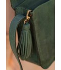 Кожаная женская бохо-сумка Лилу зеленая Crazy Horse картинка, изображение, фото