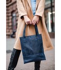 Кожаная женская сумка шоппер Бэтси синяя картинка, изображение, фото