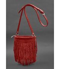 Кожаная женская сумка с бахромой мини-кроссбоди Fleco красная картинка, изображение, фото