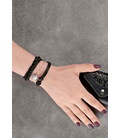 Жіночий шкіряний браслет тонка косичка чорний картинка, зображення, фото