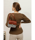 Фетрова жіноча бохо-сумка Лілу з шкіряними коричневими вставками картинка, зображення, фото