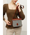 Фетрова жіноча бохо-сумка Лілу з шкіряними коричневими вставками картинка, зображення, фото