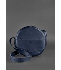 Шкіряна жіноча кругла сумка-рюкзак Maxi темно-синя картинка, зображення, фото