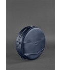 Кожаная женская круглая сумка-рюкзак Maxi темно-синяя картинка, изображение, фото