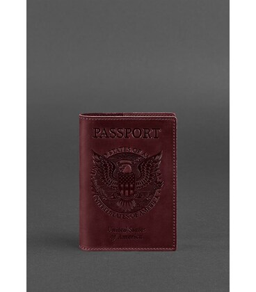 Кожаная обложка для паспорта с американским гербом бордовая картинка, изображение, фото