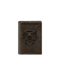 Кожаная обложка для паспорта с американским гербом темно-коричневая картинка, изображение, фото