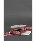 Круглая фетровая женская сумка Таблетка с кожаными бордовыми вставками картинка, изображение, фото