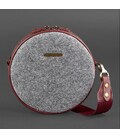 Кругла фетрова жіноча сумка Tablet з шкіряними бордовими вставками картинка, зображення, фото