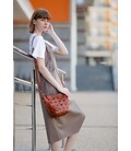 Шкіряна плетена жіноча сумка Пазл M світло-коричнева Krast картинка, зображення, фото