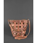 Шкіряна плетена жіноча сумка Пазл M світло-коричнева Crazy Horse картинка, зображення, фото