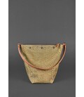 Шкіряна плетена жіноча сумка Пазл M світло-коричнева Crazy Horse картинка, зображення, фото