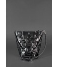 Шкіряна плетена жіноча сумка Пазл M вугільно-чорна картинка, зображення, фото