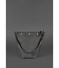 Шкіряна плетена жіноча сумка Пазл M вугільно-чорна картинка, зображення, фото