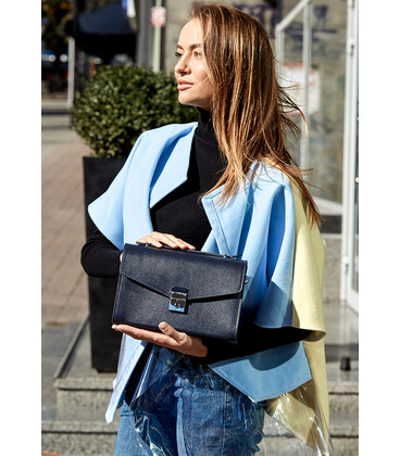 Жіноча шкіряна сумка-кроссбоді Lola темно-синя картинка, зображення, фото