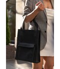Кожаная женская сумка шоппер Бэтси с карманом черная картинка, изображение, фото