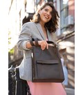Шкіряна жіноча сумка шоппер Бетсі з кишенею темно-коричнева картинка, зображення, фото
