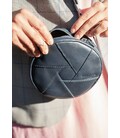Кожаная круглая женская сумка Бон-Бон темно-синяя картинка, изображение, фото