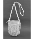 Шкіряна жіноча сумка з бахромою міні-кроссбоді Fleco біла картинка, зображення, фото