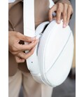 Кожаная женская круглая сумка-рюкзак Maxi белая картинка, изображение, фото