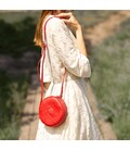 Кожаная круглая женская сумка Бон-Бон красная картинка, изображение, фото