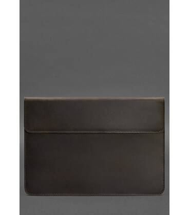 Кожаный чехол-конверт на магнитах для MacBook 15-16 дюйм Темно-коричневый Crazy Horse картинка, изображение, фото