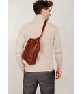 Чоловіча шкіряна сумка Chest bag світло-коричнева картинка, зображення, фото