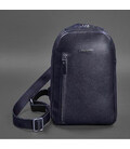 Темно-синій шкіряний чоловічий рюкзак на одне плече Chest Bag картинка, зображення, фото